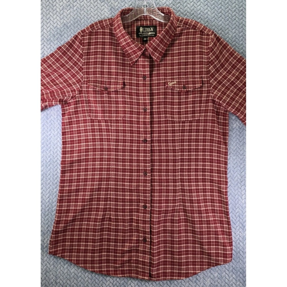 Outback Outfitters‎ Flannel Shirt Womens Size XL Red Plaid Button Up Long Sleeve